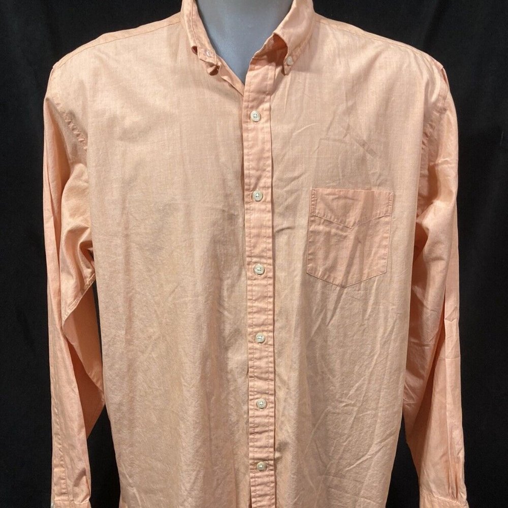 Brooks Brothers Button Down Shirt Large Cotton Peach Long Sleeve Reg Fit